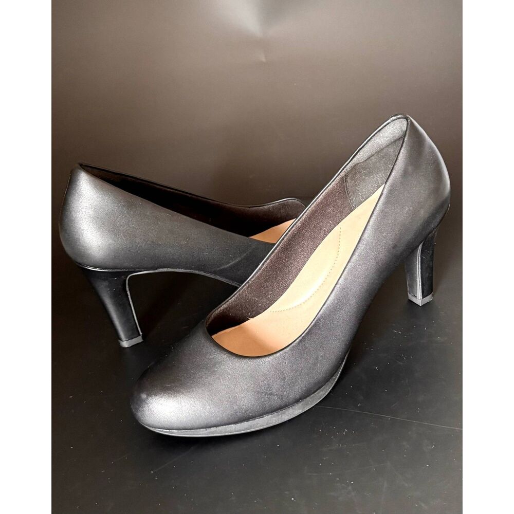 CLARKS WOMEN'S AMBYR 2 BRADLEY BLACK LEATHER PUMP HEELS US Sz 9
